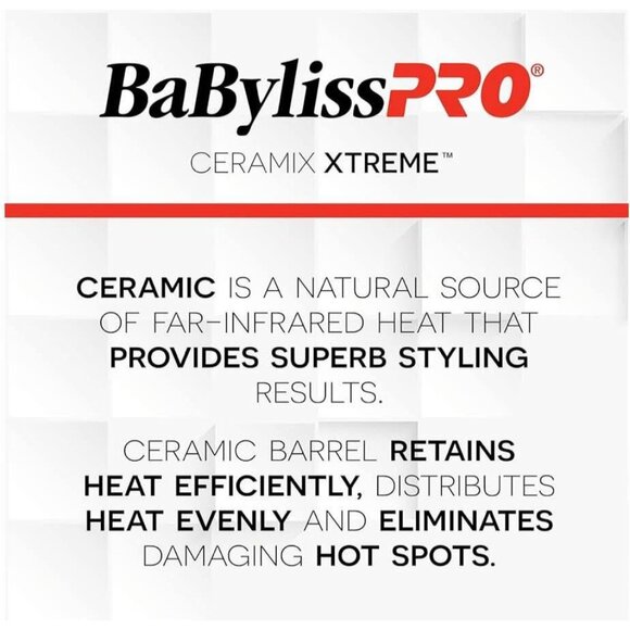 BaBylissPRO 1 1/2” Ceramix Xtreme Dual Voltage Ceramic Curling Iron NEW - Picture 2 of 8